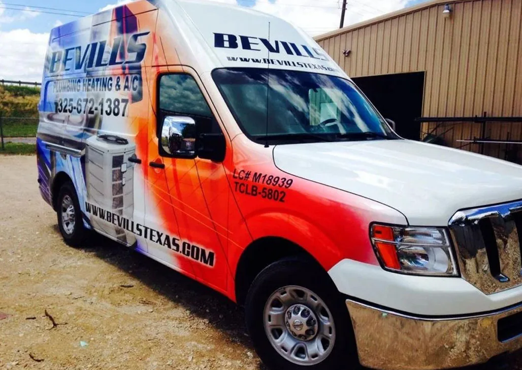 Bevills heating and air conditioning service van