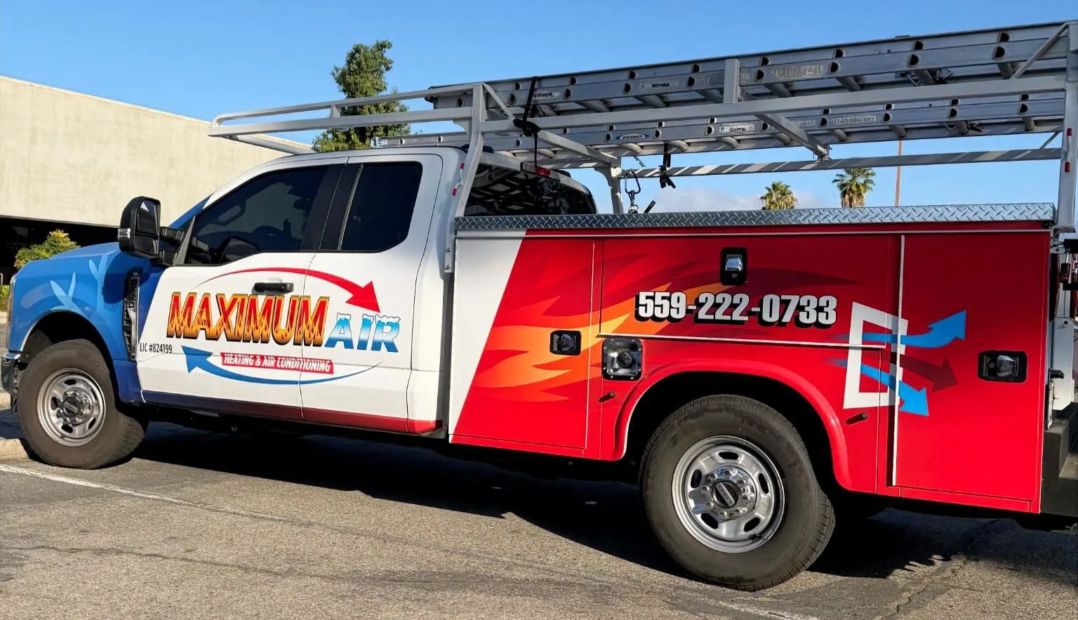 Maximum Air service truck with company lettering