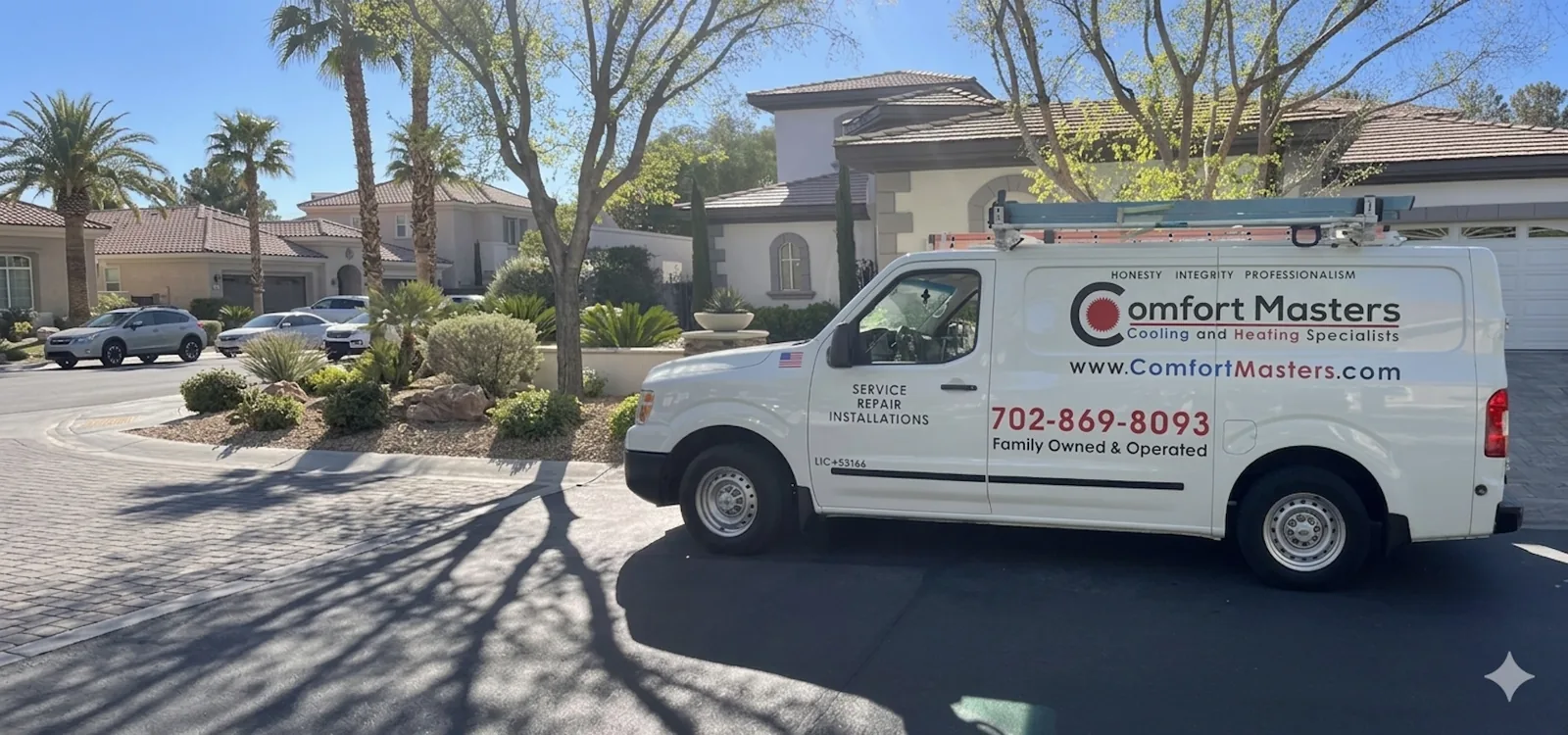 Comfort Masters service van parked on a Las Vegas street