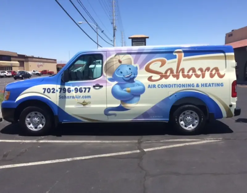 Sahara Air Conditioning & Heating service van with the company genie livery