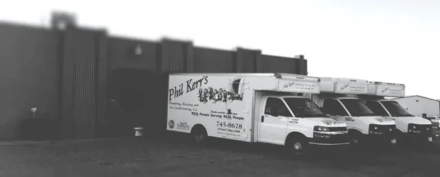 Phil Kerr's service trucks outside the Lubbock shop