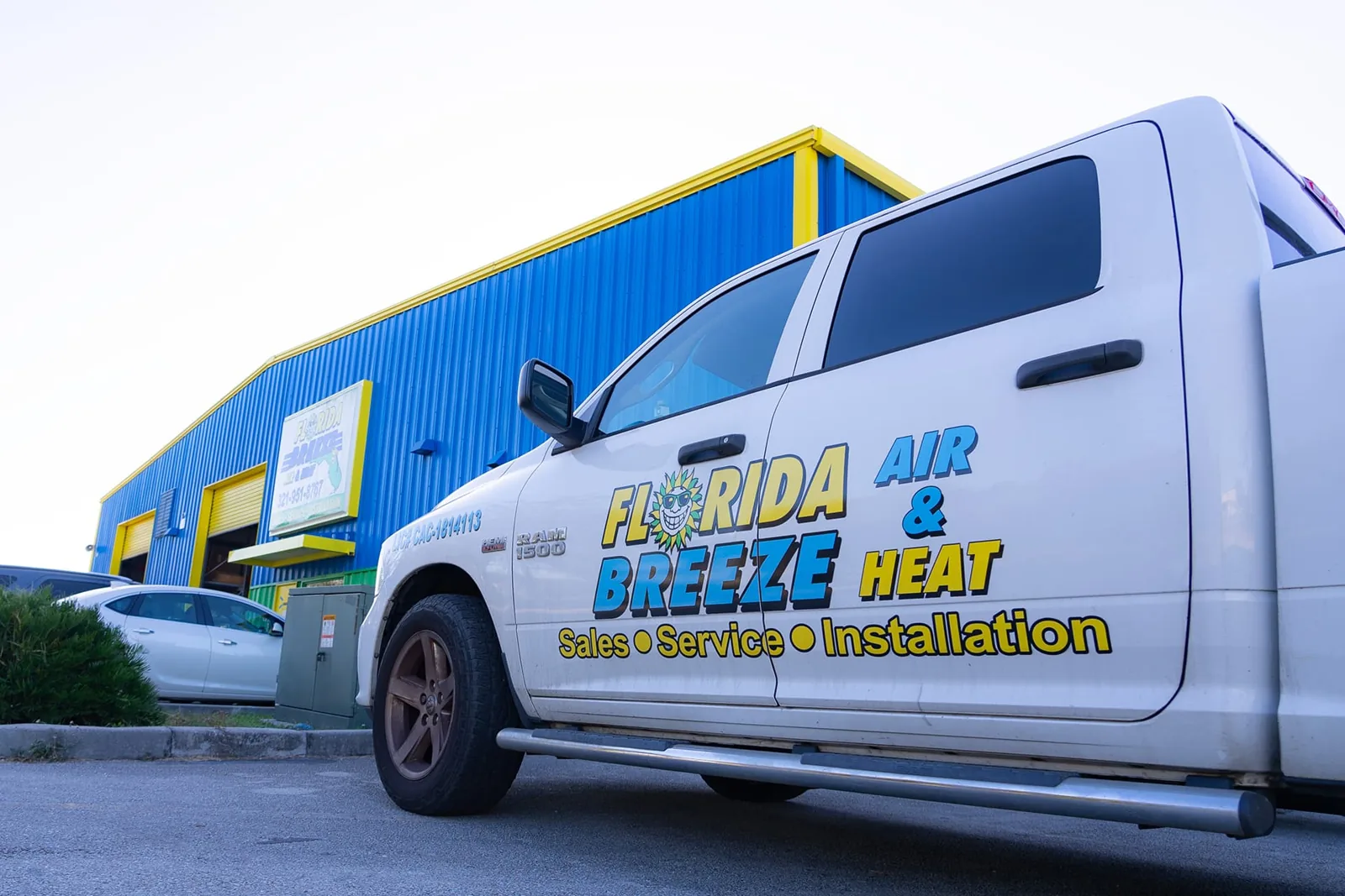 Florida Breeze Air & Heat service truck outside its Palm Bay building