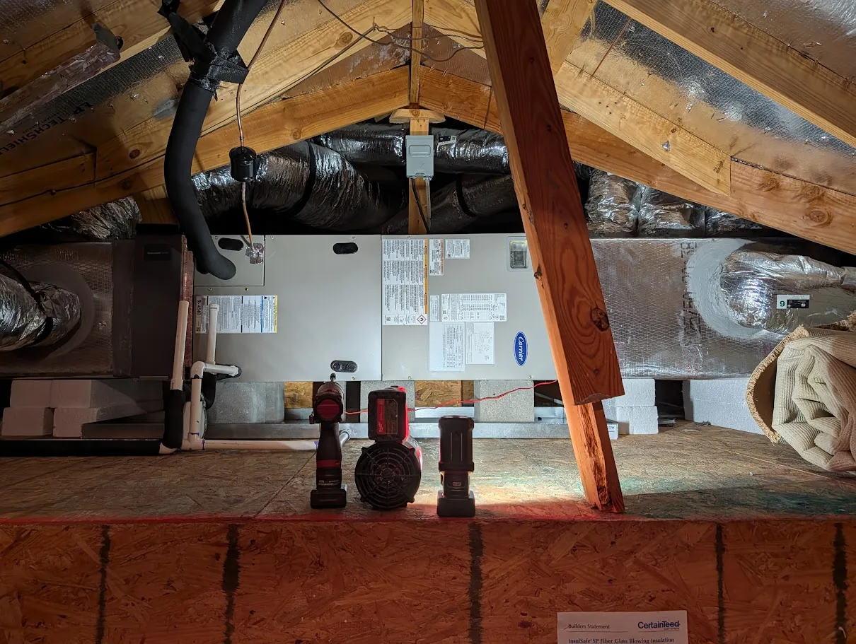 Air handler installed by Neal HVAC in a Georgetown attic