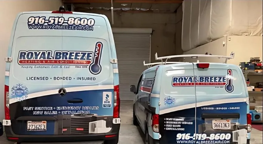 Royal Breeze Heating & Air service vans