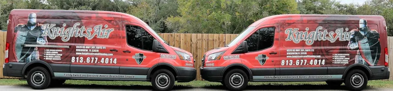 Two Knights Air Conditioning service vans
