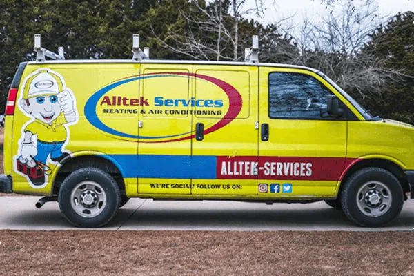 Yellow Alltek Services heating and air conditioning van
