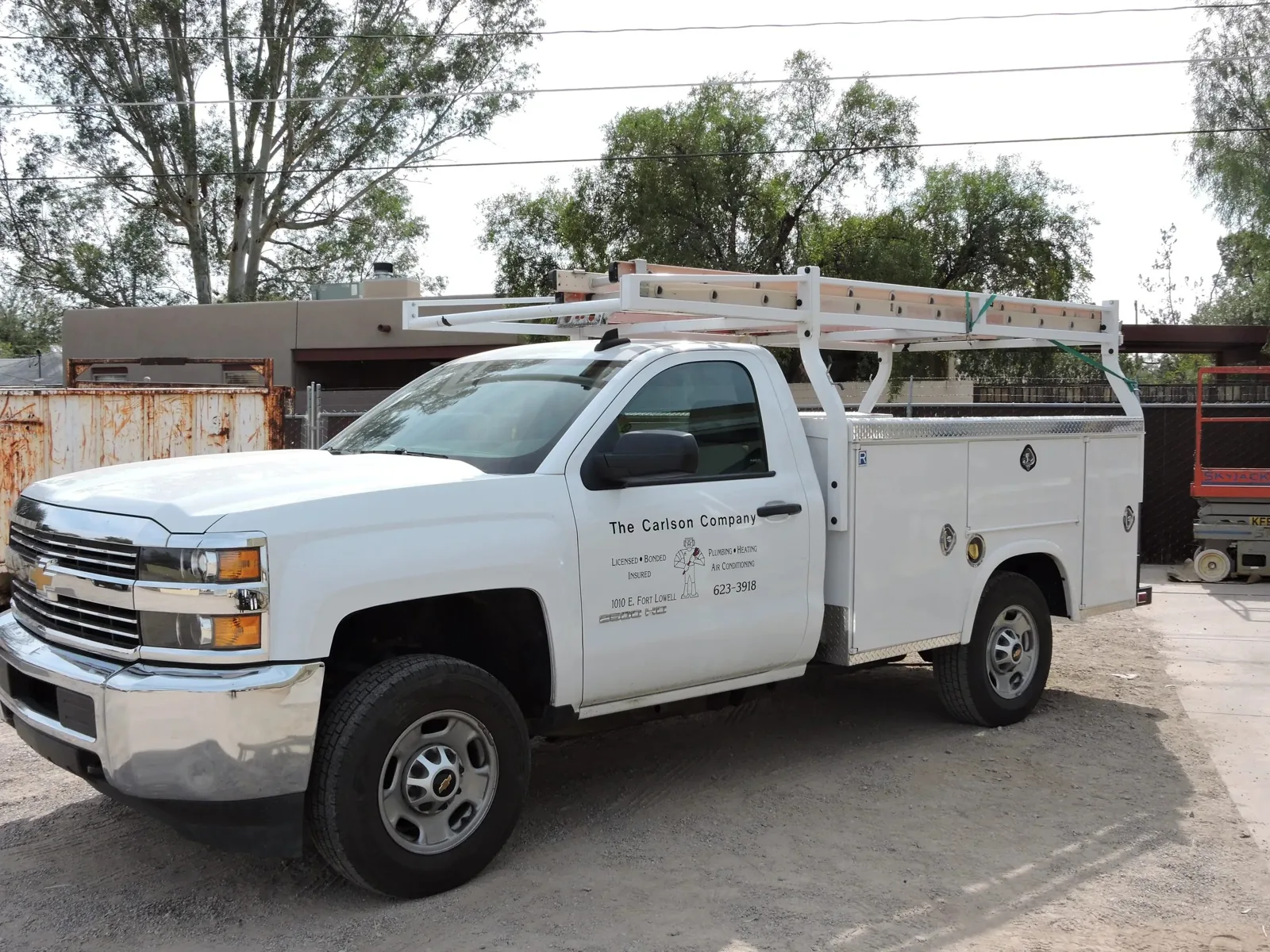 The Carlson Company service truck outside its shop