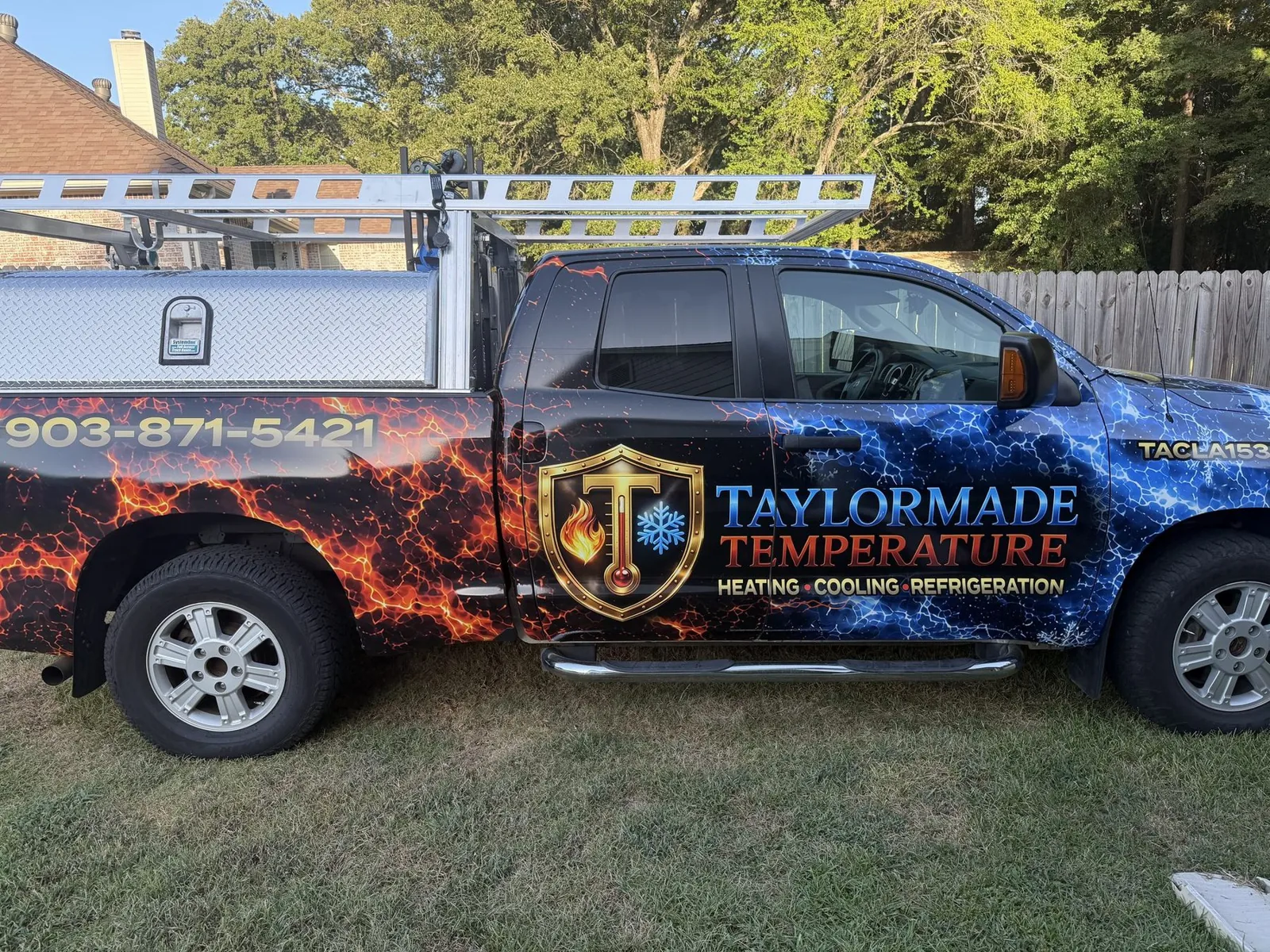TaylorMade Temperature service truck parked on a driveway